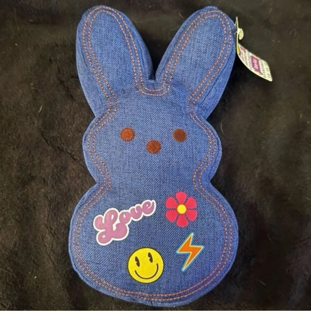 New Dark Blue Denim Retro Bunny Peep Plush